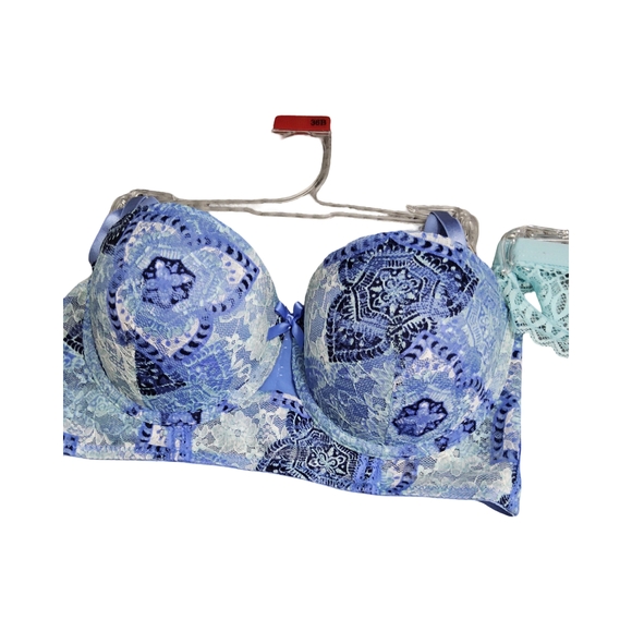 New Size 34C Blue Lace Bra and size medium thong - Picture 2 of 5
